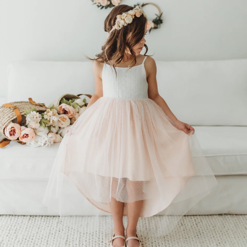 Indie Blue Tessa Dot Dress (Blush, size 4T)